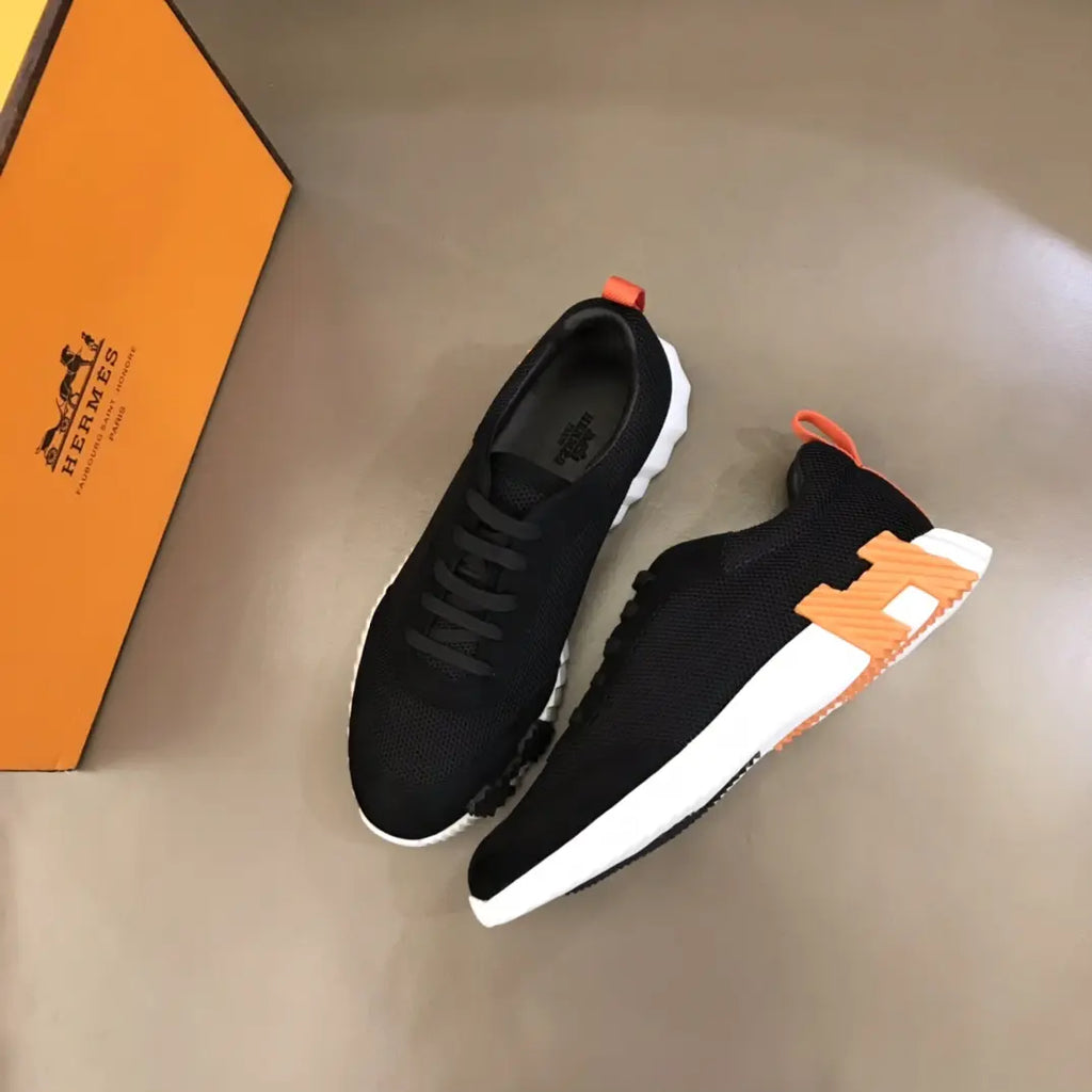 Hermes Paris Black White Orange Sneakers