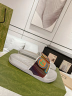 Gucci GG White Green Red Slides