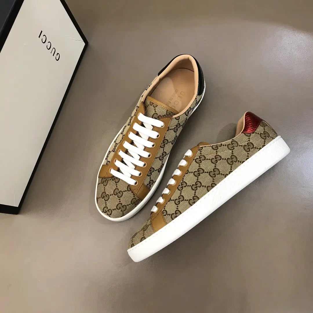 Gucci Ace Beige Brown Red Sneakers