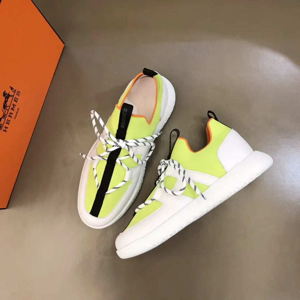 Hermes Neon Green White Black Sneakers