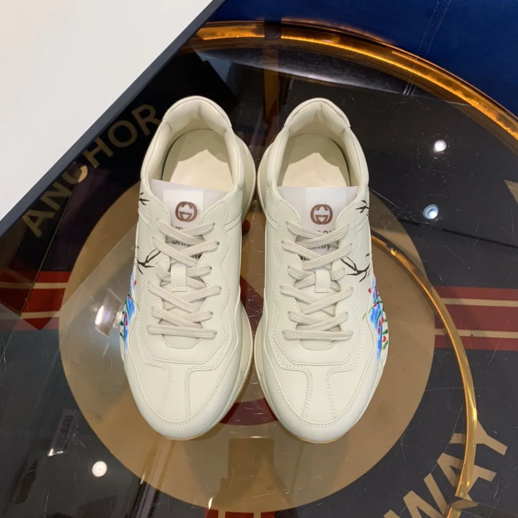 Deer Floral Blue Red White Sneakers