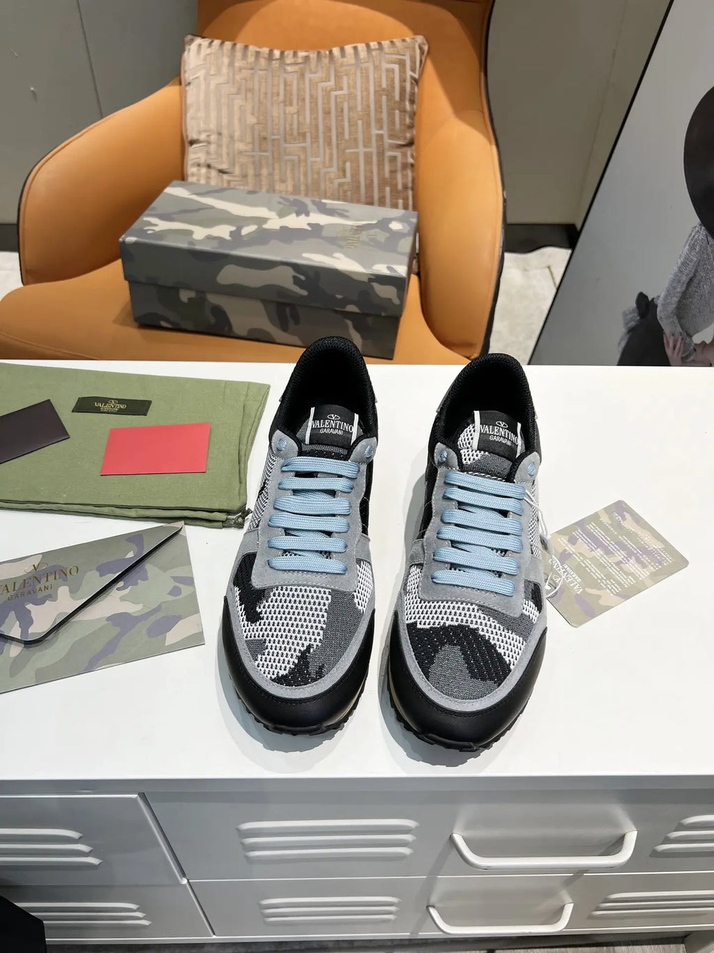 Valentino Rockrunner Camo Grey Black Sneakers