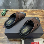 Valentino Garavani Brown Black Slide Sandals