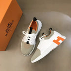 Hermes H White Beige Orange Sneakers