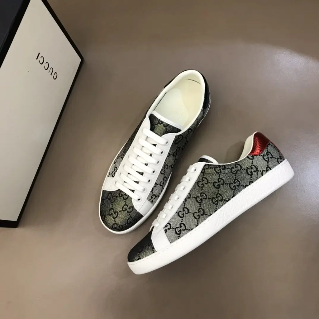 Gucci Ace Grey Black White Red Sneakers