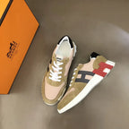 Hermès Pink Beige Black White Sneakers