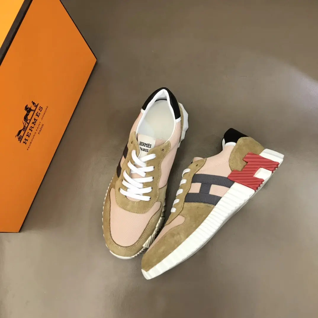 Hermès Pink Beige Black White Sneakers
