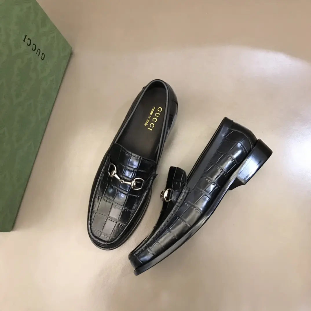 Gucci Horsebit Black Crocodile Loafers
