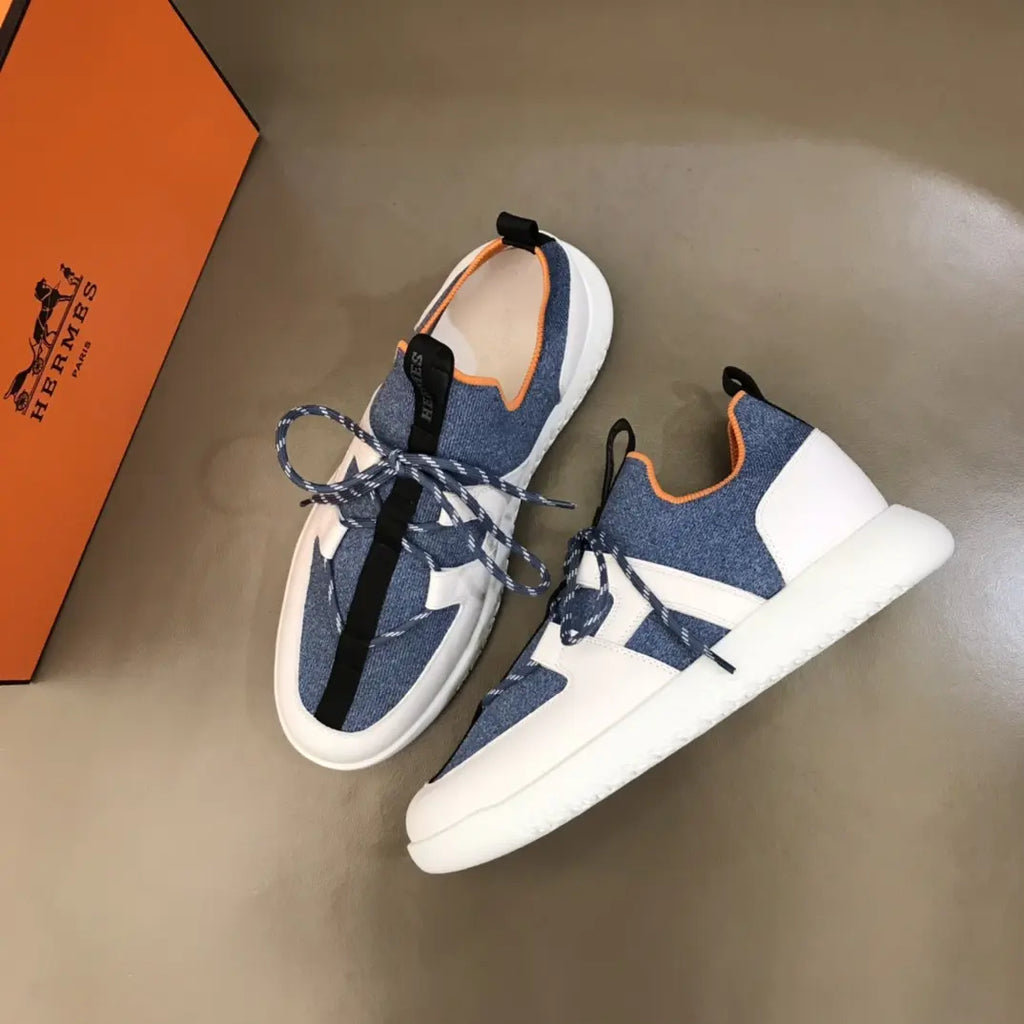 Hermes Blue Denim White Black Sneakers