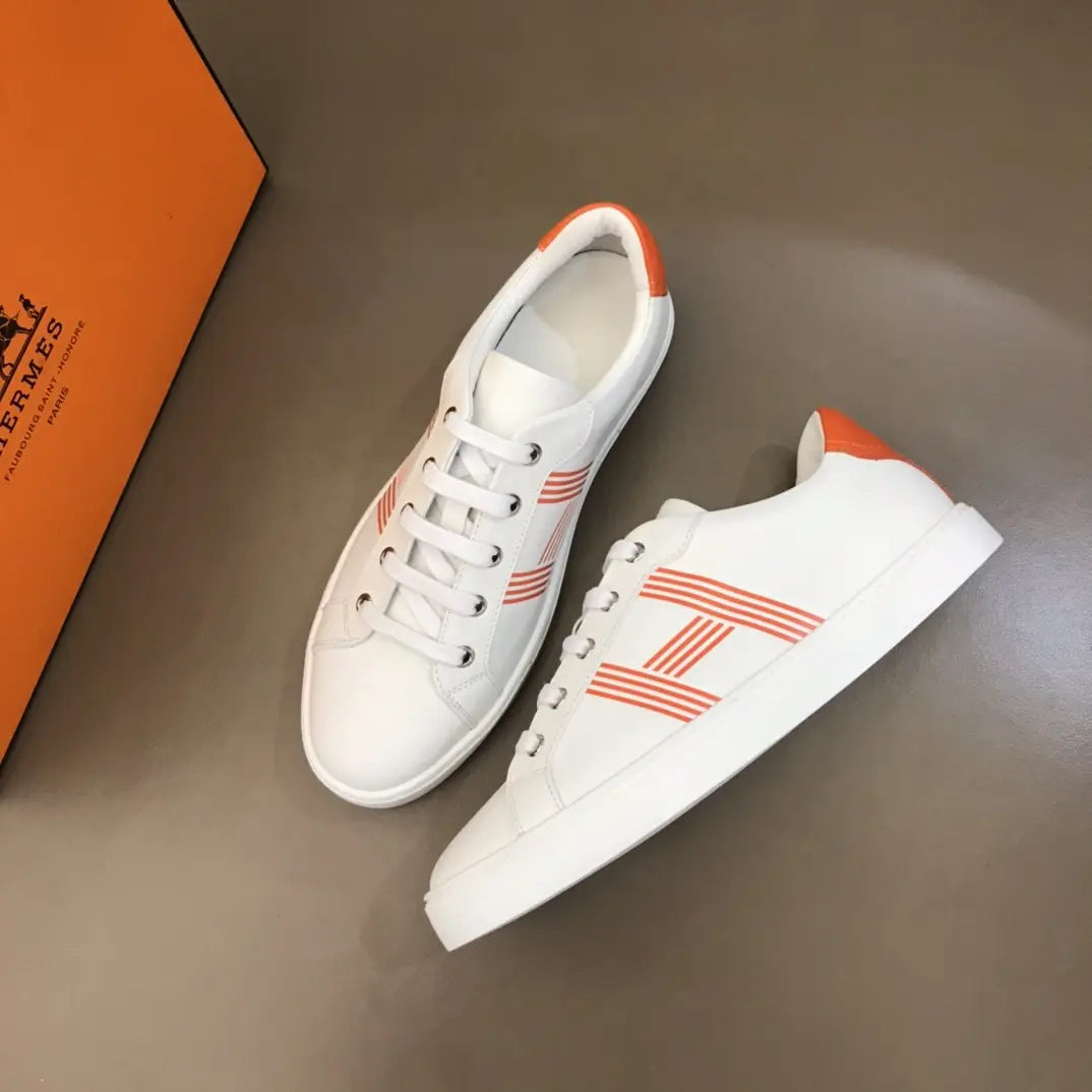 Hermès H White Orange Sneakers