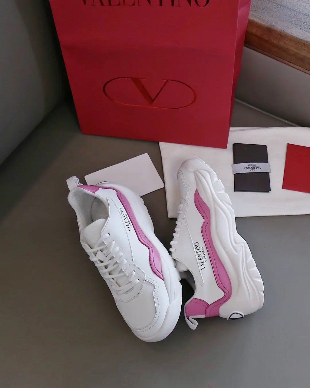 Valentino Garavani White Pink Sneakers