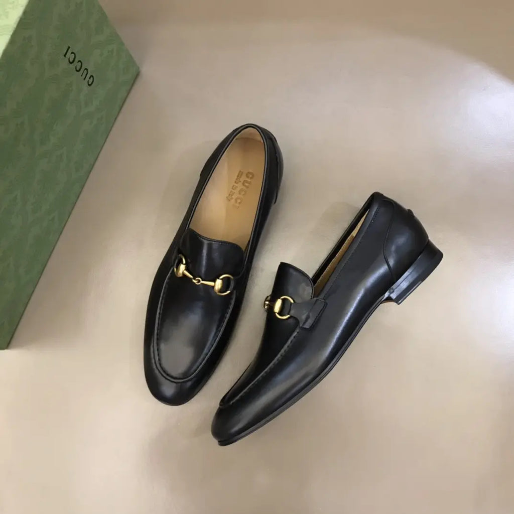 Gucci Horsebit Black Gold Loafers