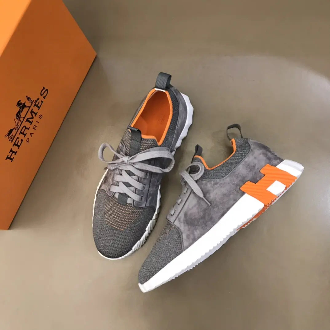 Hermes Grey Orange White Sneakers