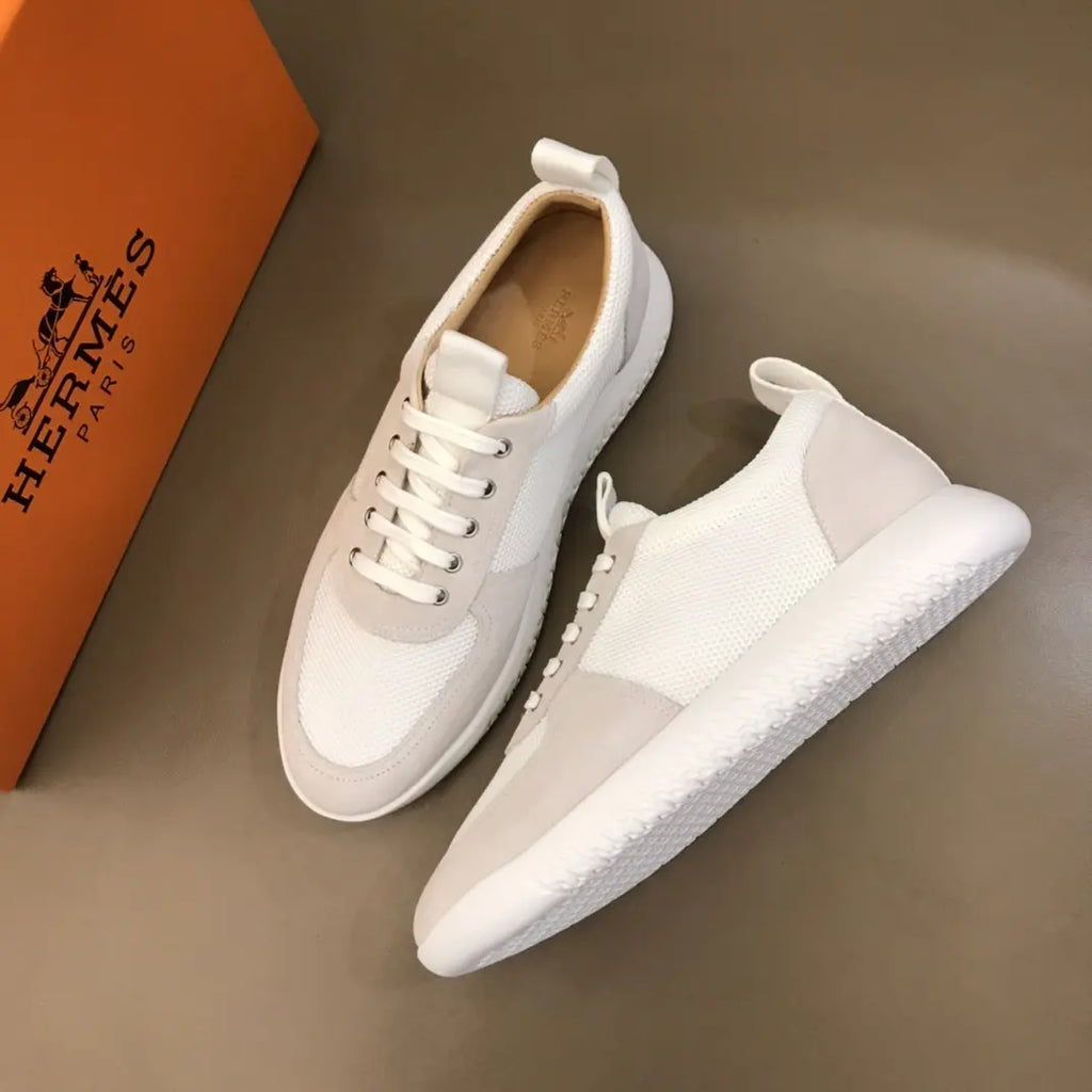Hermes Paris White Light Gray Sneakers