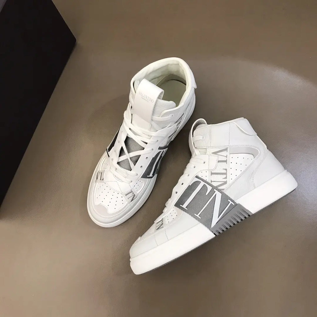 IN White Black Grey High Top Sneakers