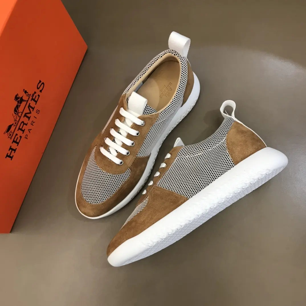 H Suede Mesh Brown White Sneakers