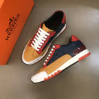 Hermes Tan Navy Red White Sneakers