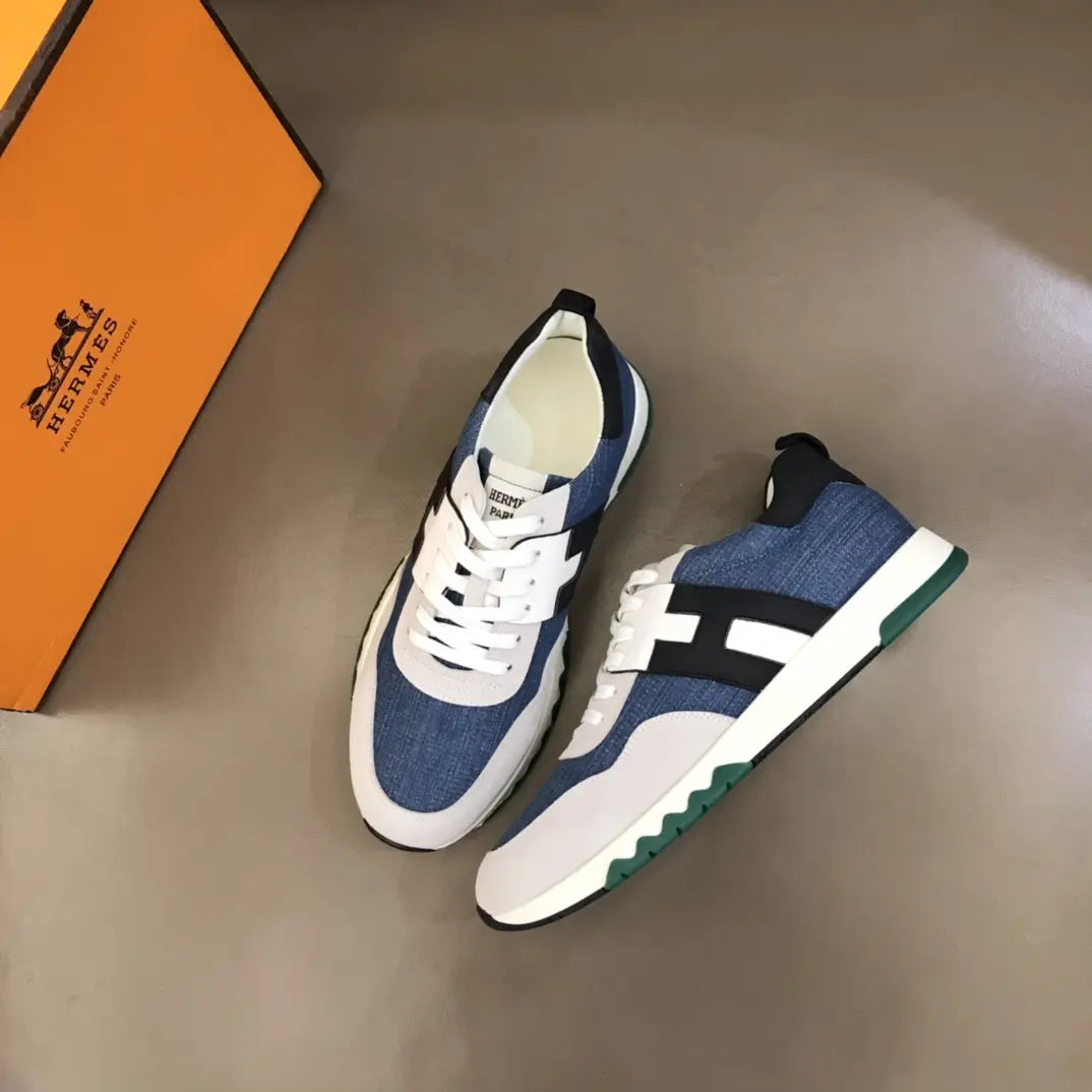 Hermes Denim Blue White Sneakers