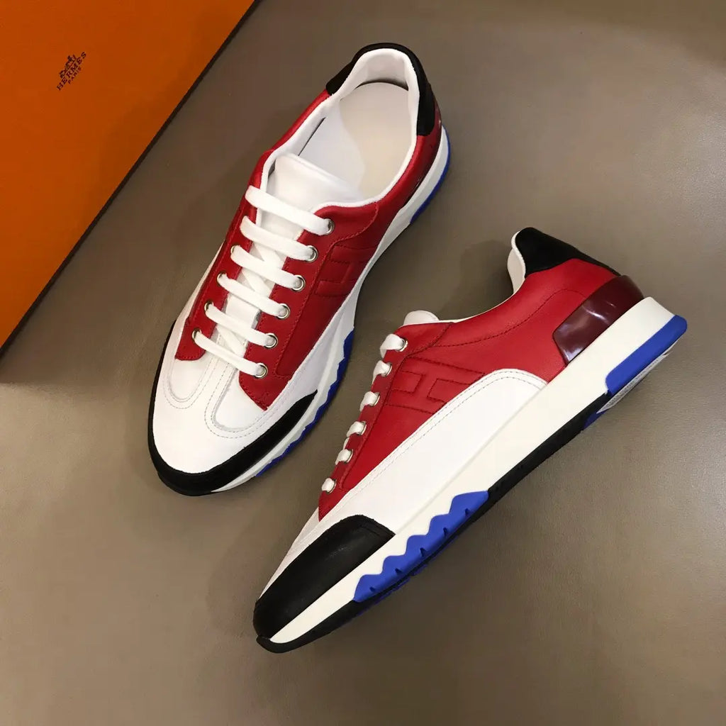 Hermes Red White Black Blue Sneakers