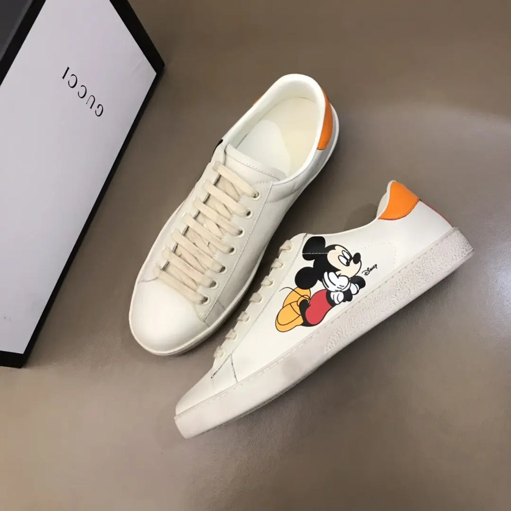 Gucci Mickey Mouse White Orange Sneakers