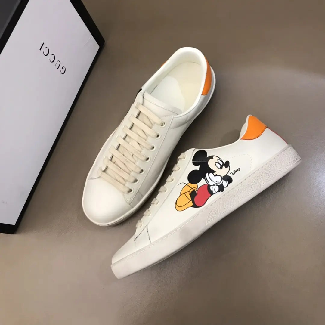 Gucci Mickey Mouse White Orange Sneakers