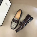Gucci GG Dark Brown Beige Loafers