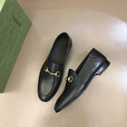 Gucci Horsebit Gold Bit Black Loafers