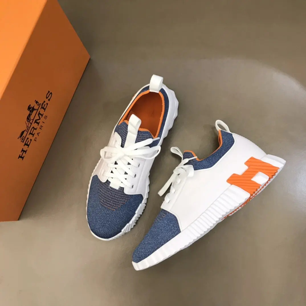 Hermes Paris White Blue Orange Sneakers