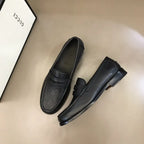 Gucci GG Monogram Black Leather Loafers