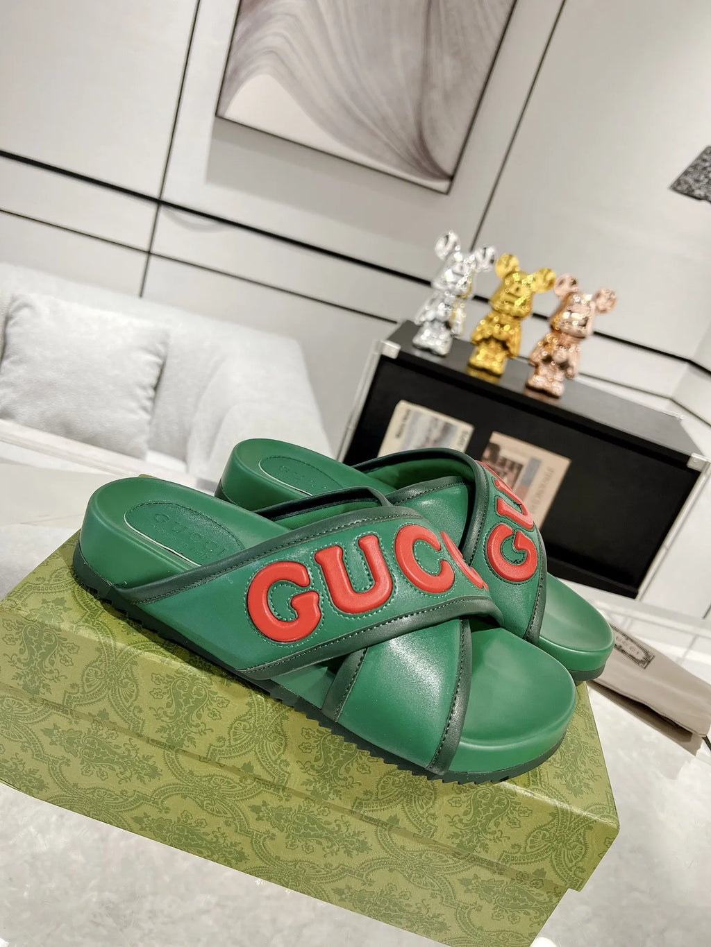 Gucci Logo Green Red Slides