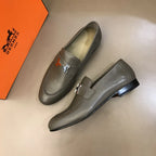 Hermes Paris H Buckle Grey Loafers