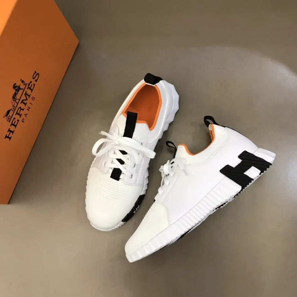 Hermes Bouncing White Black Orange Sneakers
