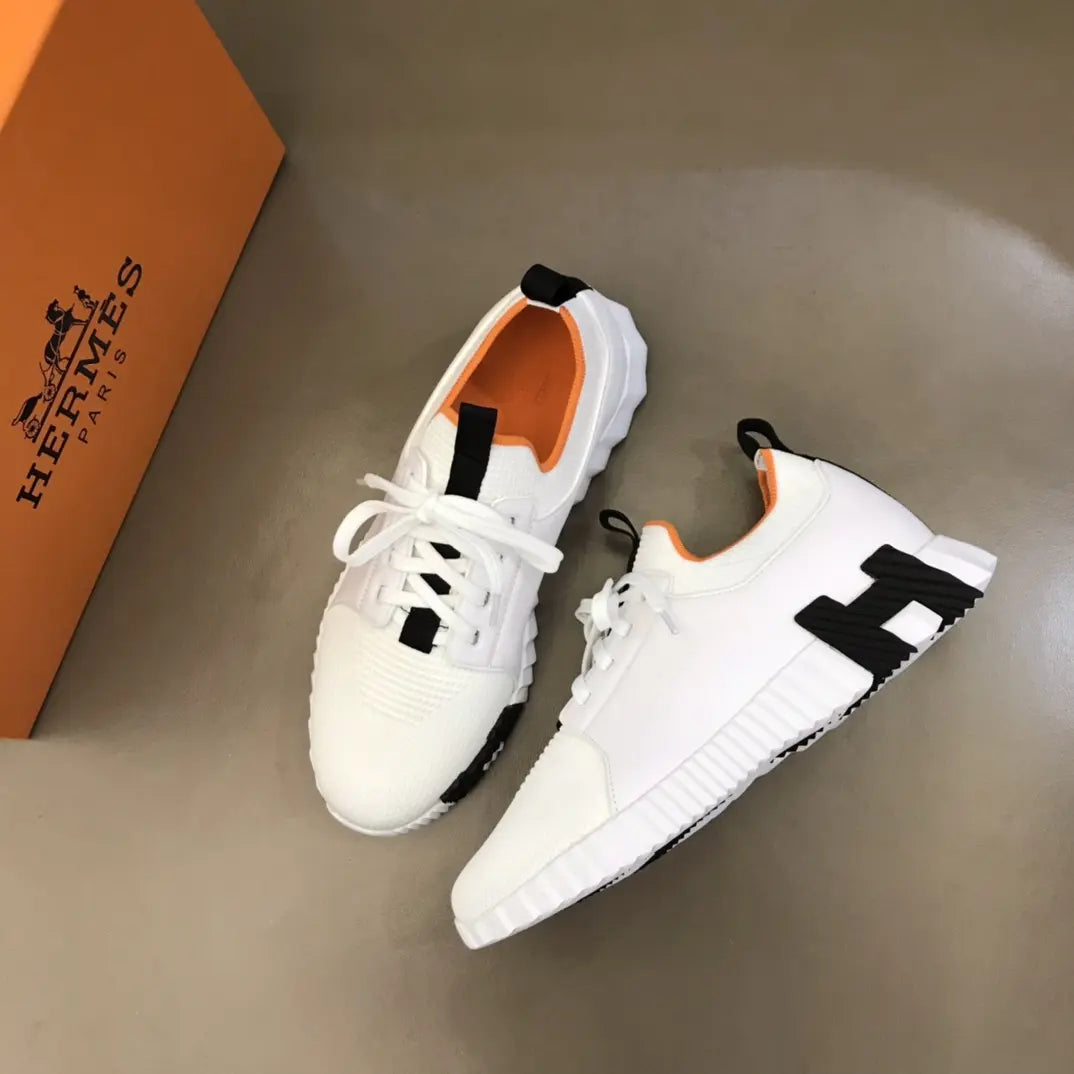 Hermes Bouncing White Black Orange Sneakers
