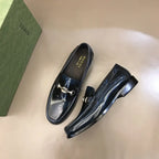Gucci Horsebit Patent Navy Blue Loafers