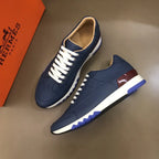 Hermès Paris Navy Blue Brown White Sneakers