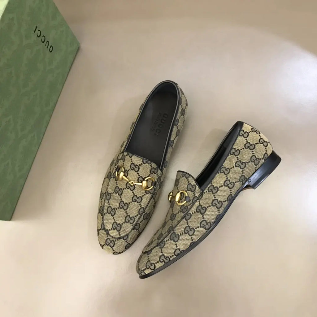 Gucci Horsebit Beige Brown GG Loafers
