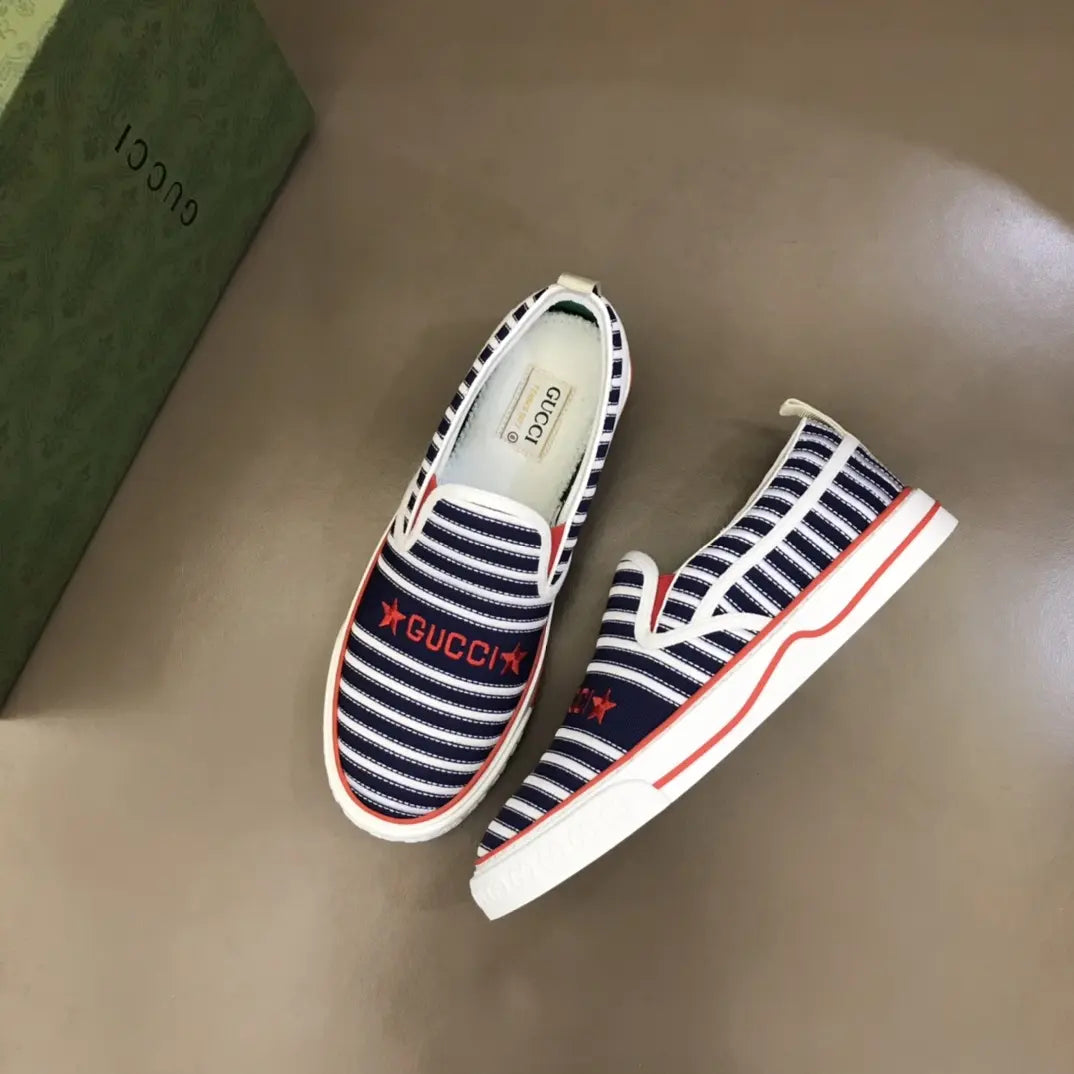Gucci Striped Blue White Red Slip On Sneakers