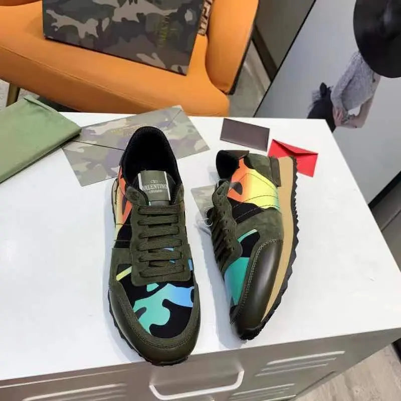 Valentino Rockrunner Camo Green Blue Orange Sneakers