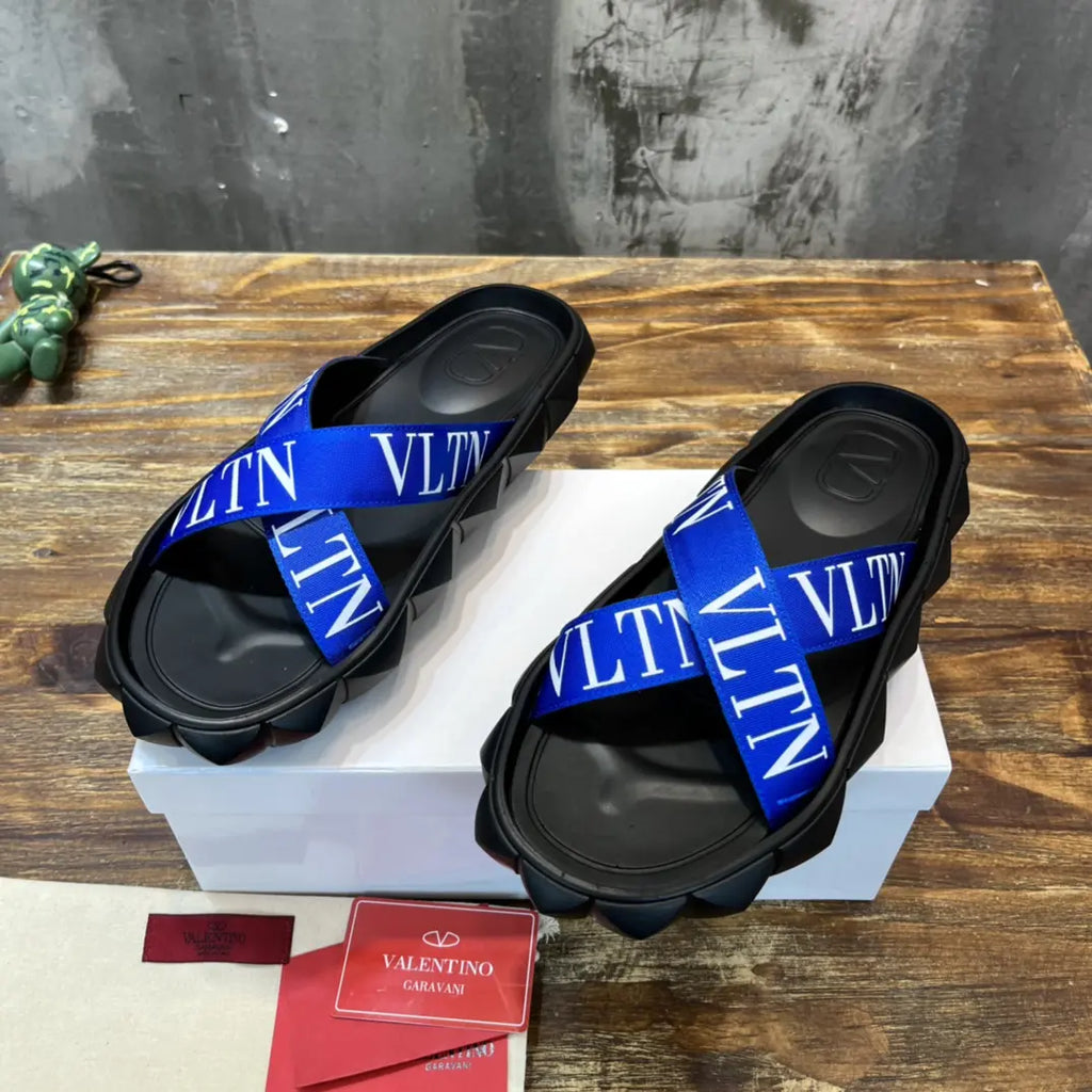 Valentino Garavani VLTN Blue Black Sandals