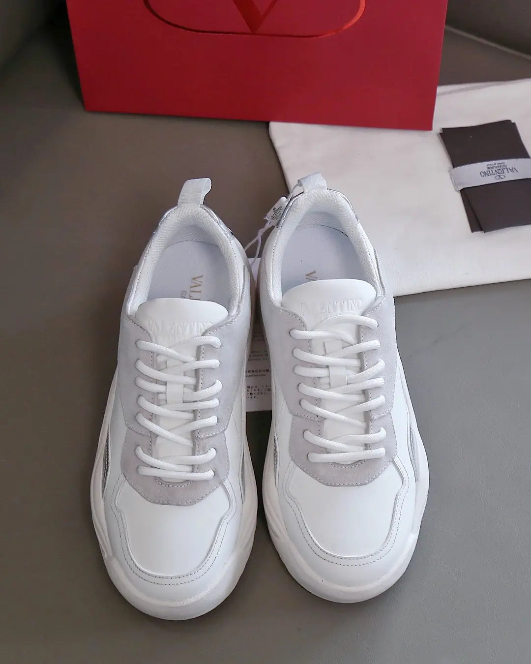 Valentino Garavani White Silver Grey Sneakers