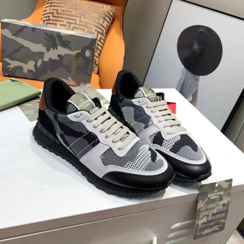 Valentino Rockrunner Black Grey Camo Sneakers