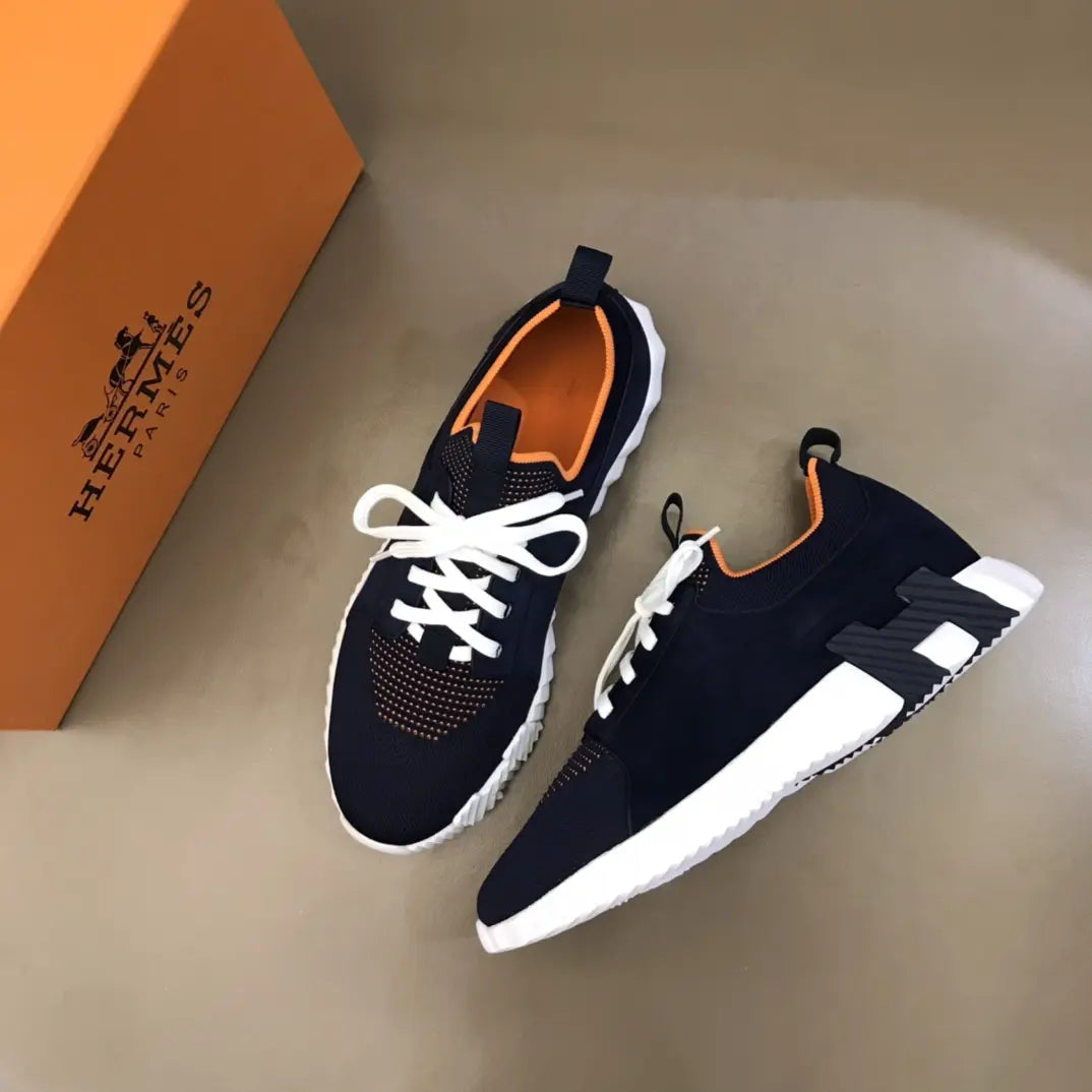 Hermes Bouncing Black White Orange Sneakers