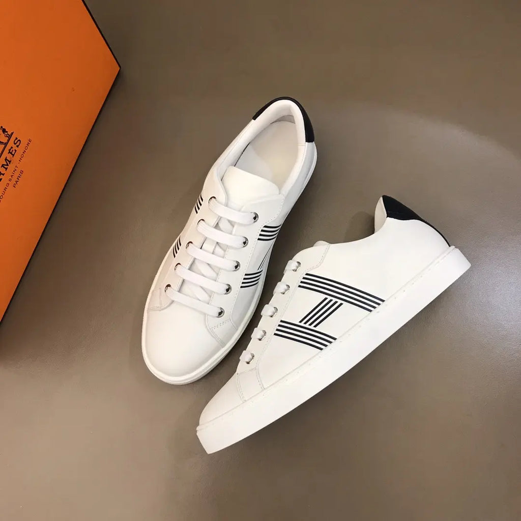 Hermes H Stripe White Black Sneakers
