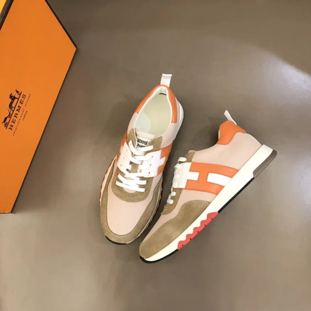 Hermes Paris Beige Orange White Sneakers