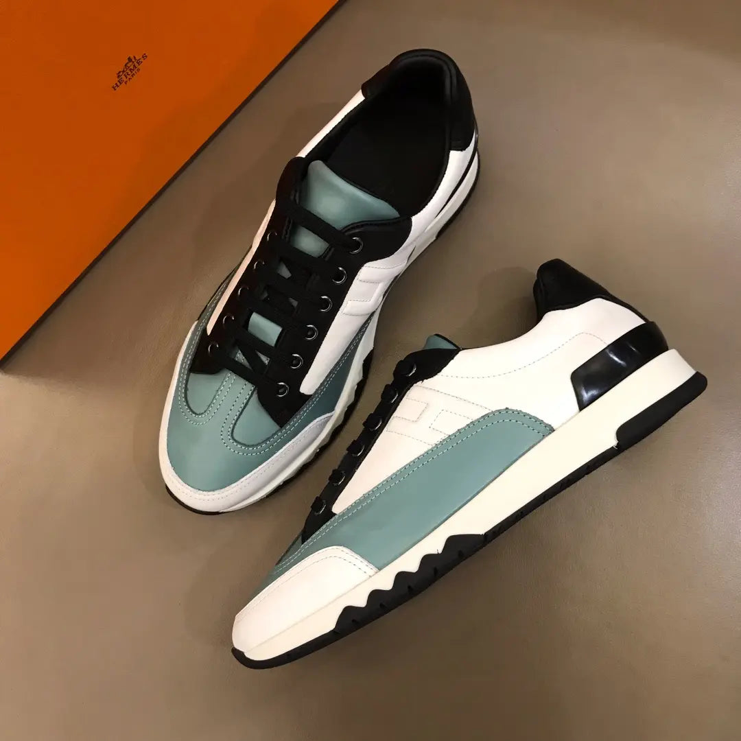Hermes White Black Mint Green Sneakers