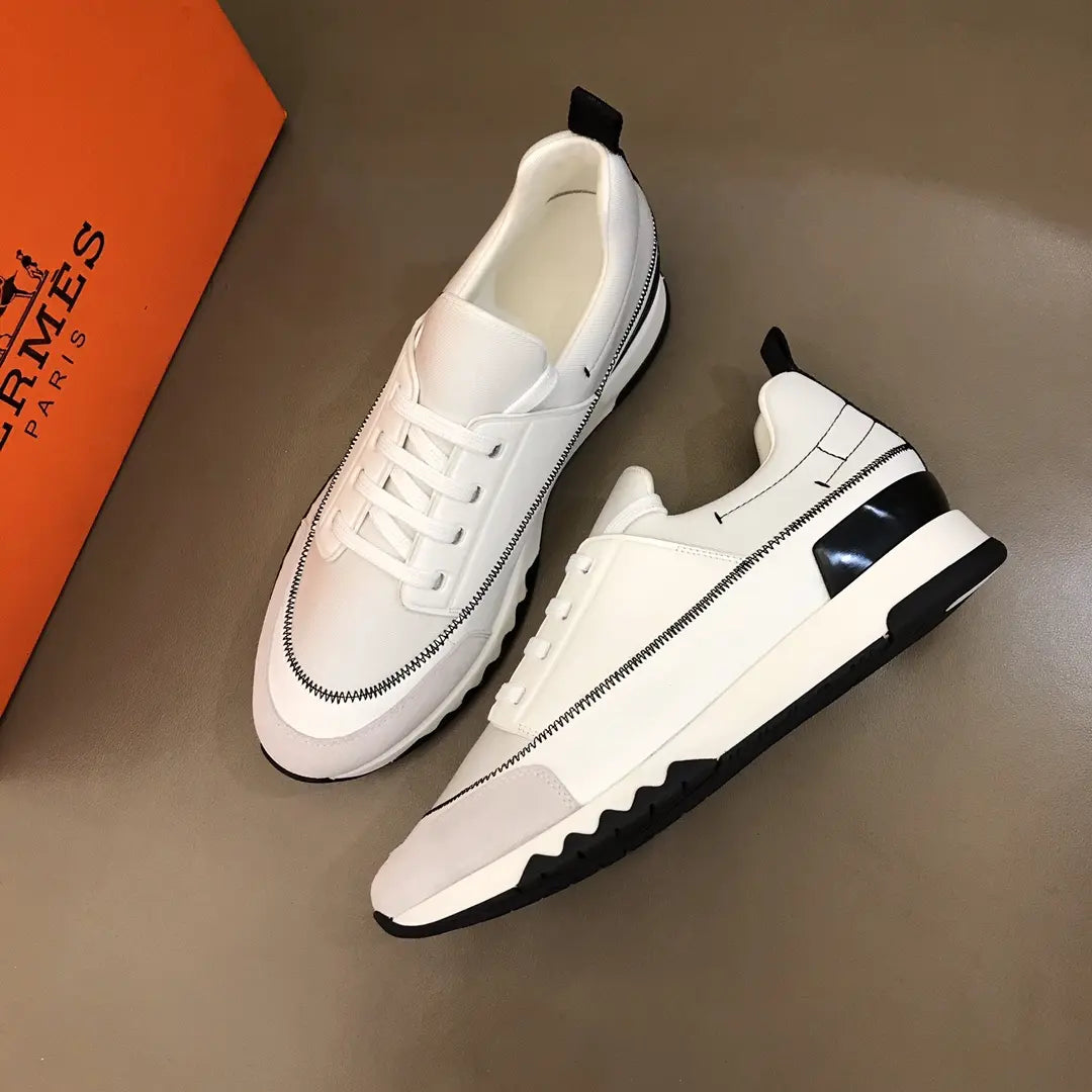 Hermes Paris White Black Sneakers