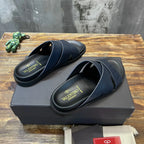 Valentino Garavani Navy Blue Cross Slides