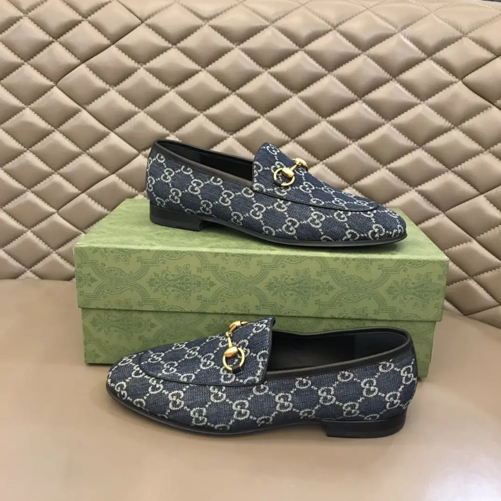 Gucci Horsebit Blue GG Supreme Loafers