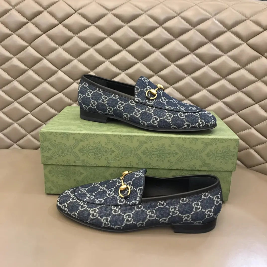 Gucci Horsebit Blue GG Supreme Loafers