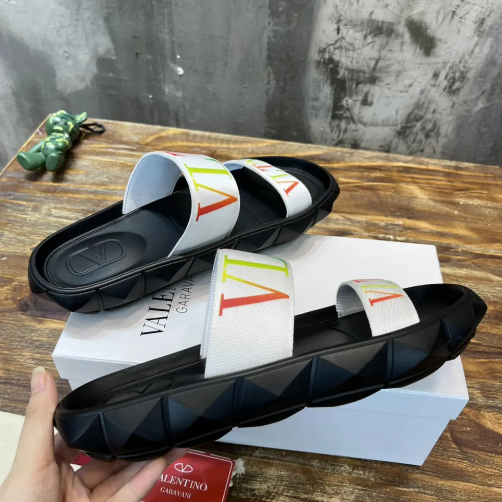 Valentino VLTN Black White Multicolor Sandals